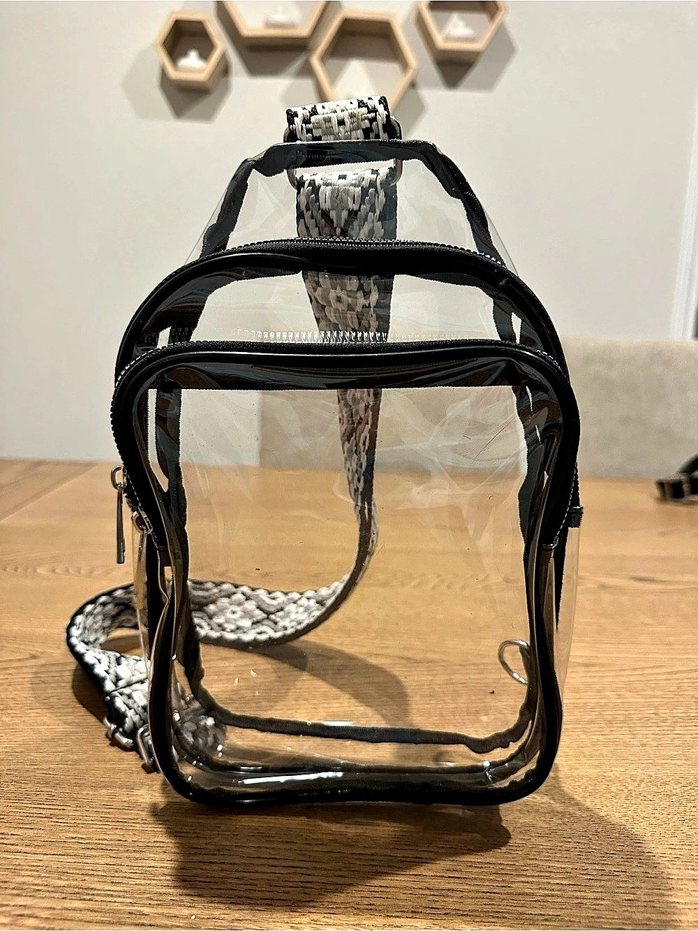 Clear Crossbody Bag in Black & White